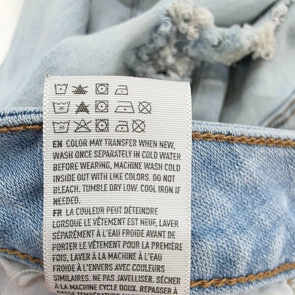 American Eagle Hi-Rise Jegging Jeans Size 8 Light Wash Extreme Distressed Ripped - Picture 12 of 16